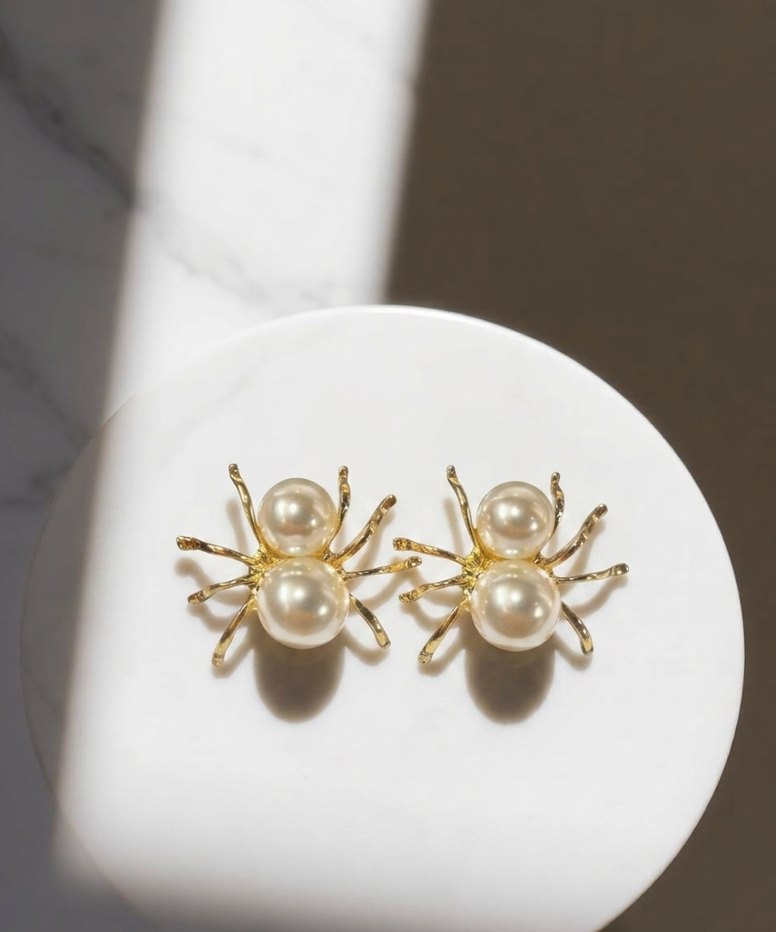 Pearl Spider Stud Earrings