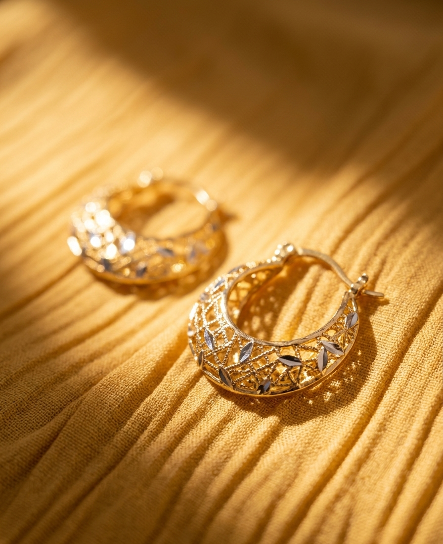 Filigree Crescent Hoop Earrings