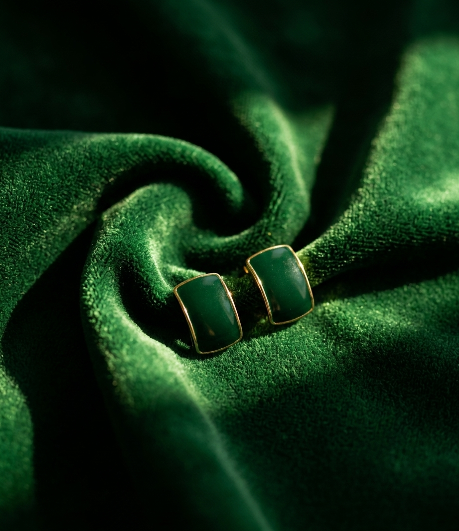 Minimalist Emerald Green Enamel Studs